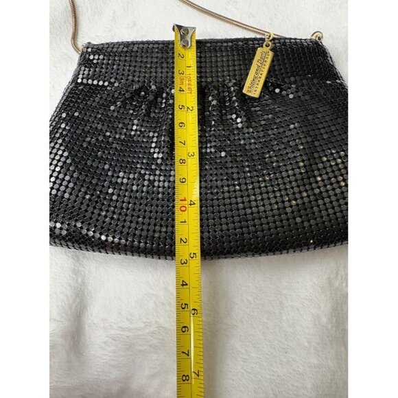 Whiting & Davis Black Mesh Crossbody Evening Bag with Gold Chain Strap - Picture 3 of 10